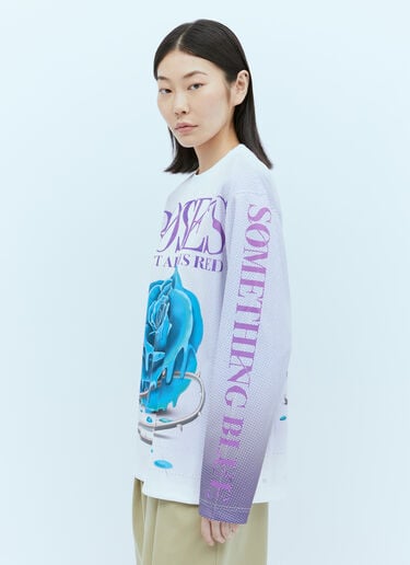 Burberry Rose Print Long Sleeve T-Shirt Blue bur0254022