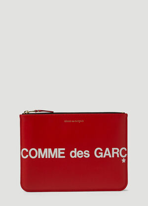 Comme des Garçons Wallet Front Logo Print Pouch Black cdw0357009