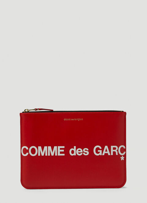 Comme des Garçons Wallet Front Logo Print Pouch Red cdw0347011