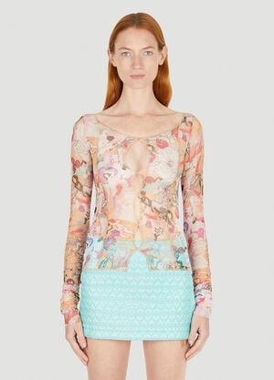 Marco Rambaldi Graphic Mesh Cut Out Top Orange mra0252003