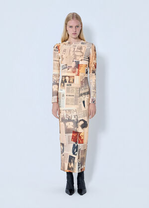 Jean Paul Gaultier Journal Printed Long Dress Beige jpg0264003