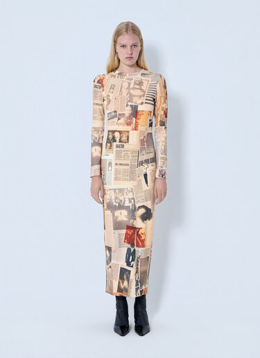 Jean Paul Gaultier Journal Printed Long Dress Beige jpg0264003
