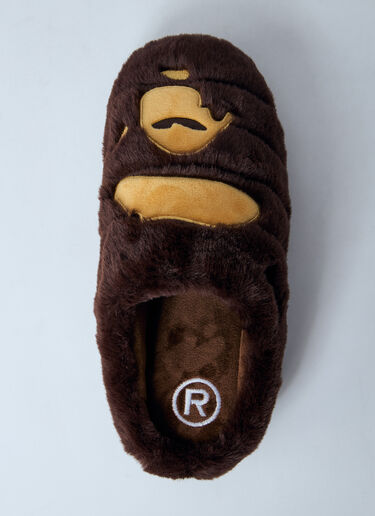 A BATHING APE® 猿人头毛绒拖鞋 棕色 aba0159003