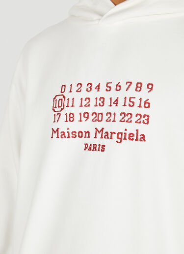 Maison Margiela Embroidered Logo Hooded Sweatshirt White mla0148071