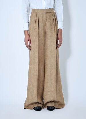 Max Mara Linen Pleated Pants Beige max0260035