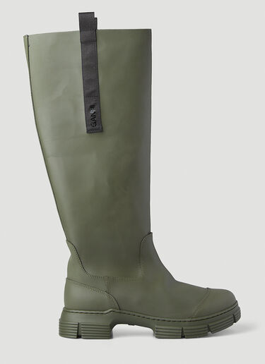 GANNI Recycled Rubber Boots Khaki gan0246033