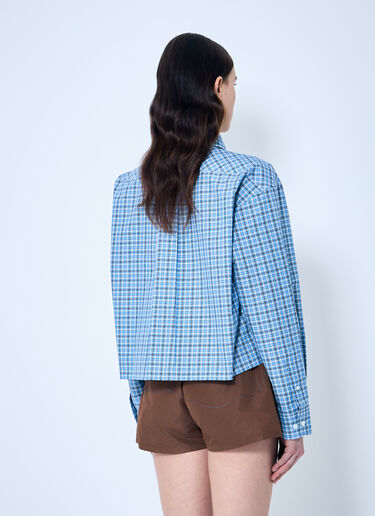 Miu Miu Check Logo Embroidery Shirt Blue miu0260001