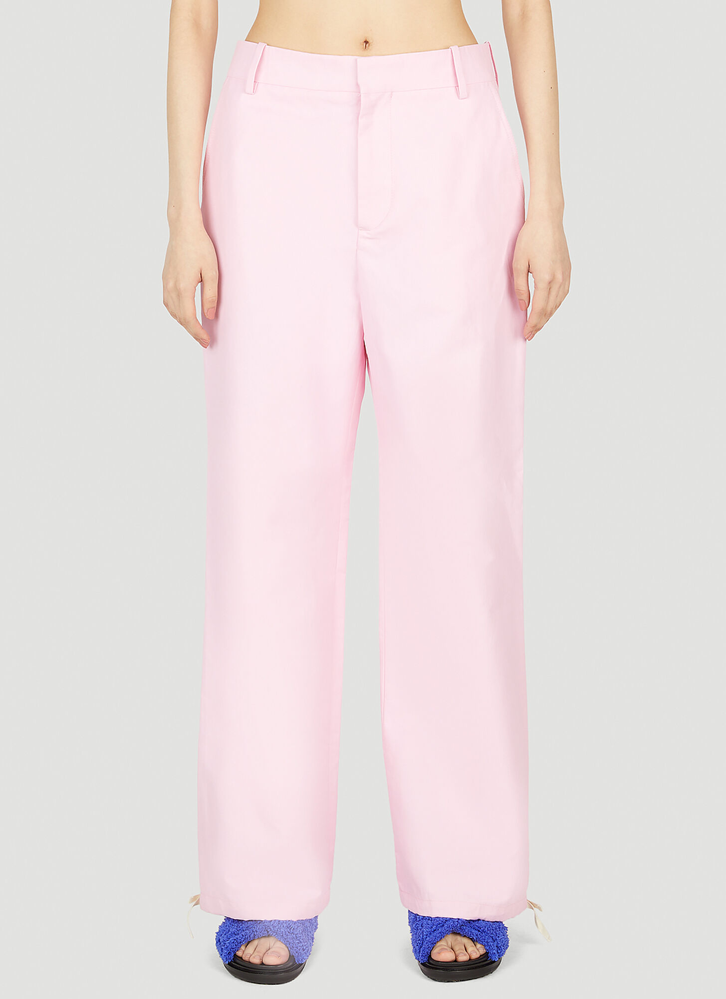 Shop Marni Straight Leg Drawstring Pants In Pink