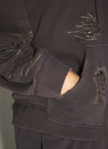 MM6 Maison Margiela Distressed Zip-Up Sweatshirt Purple mmm0258002