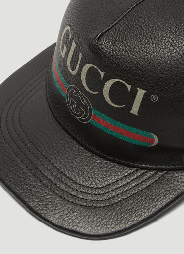 Gucci Leather Logo Trucker Cap Black guc0133064