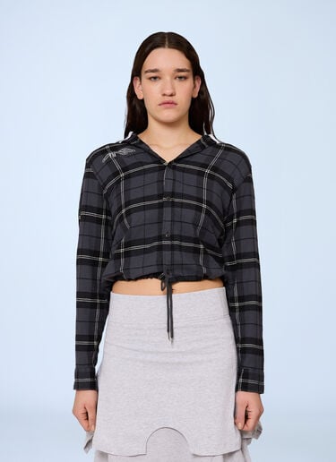 Gina Corrieri Check Hooded Shirt Black gcr0264010