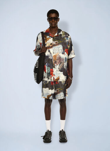 World Paint Viscose Bowling Shirt Off-White World Paint Viscose Bowling Shirt Blue ofw0162072