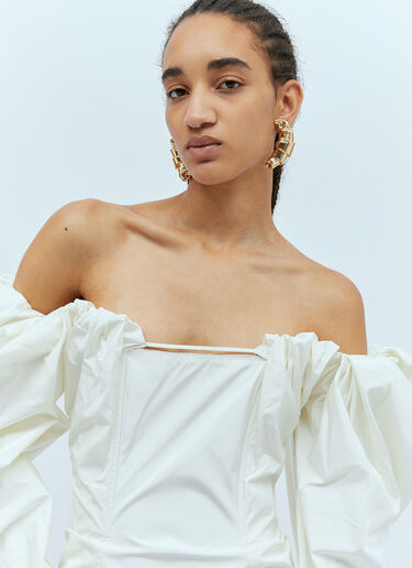 Jacquemus La Robe Taffeta Mini Dress Cream jac0254014