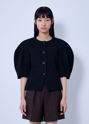 Max Mara Puff Sleeve Buttoned Jacket Black max0266014