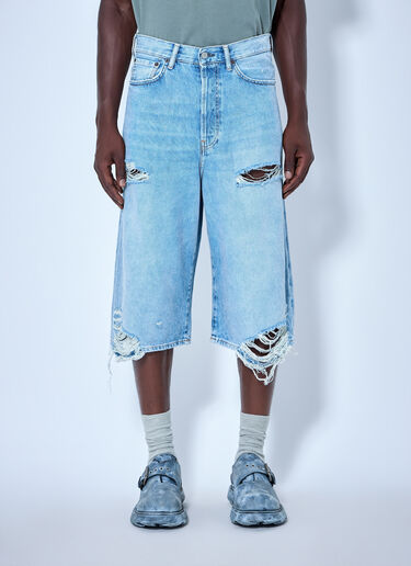 LN-CC® - Acne Studios: Distressed Denim Shorts - Light Blue Acne Studios Distressed Denim Shorts Light Blue acn0165009