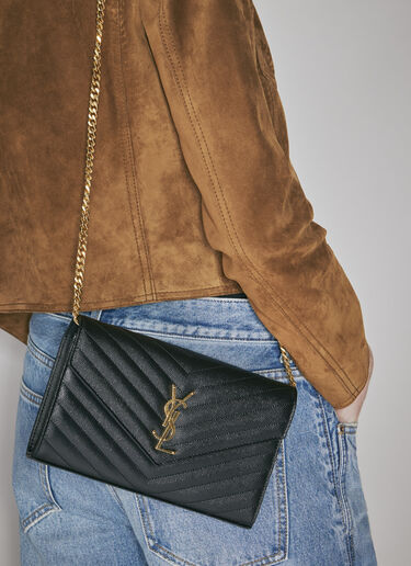 Saint Laurent 쉐브론 퀼팅 모노그램 숄더 백 블랙 sla0200007