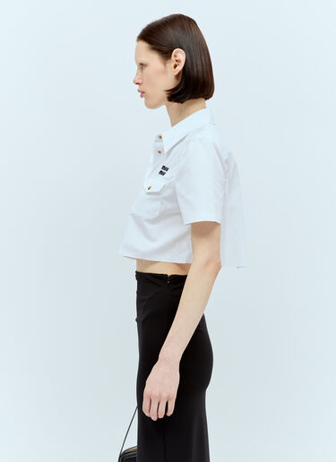 Miu Miu Cropped Poplin Shirt White miu0256076