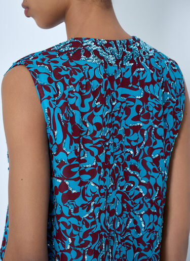 Dries Van Noten Embellished V-Neck Sleeveless Top Blue dvn0263007