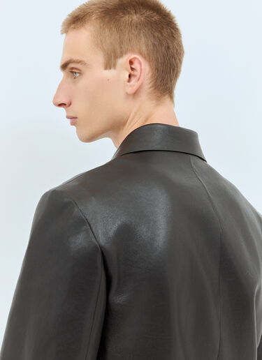 The Row Brodie Leather Blazer Black row0158003