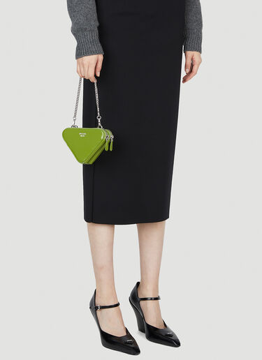 Prada Mini Triangle Chain Wallet Green pra0252066