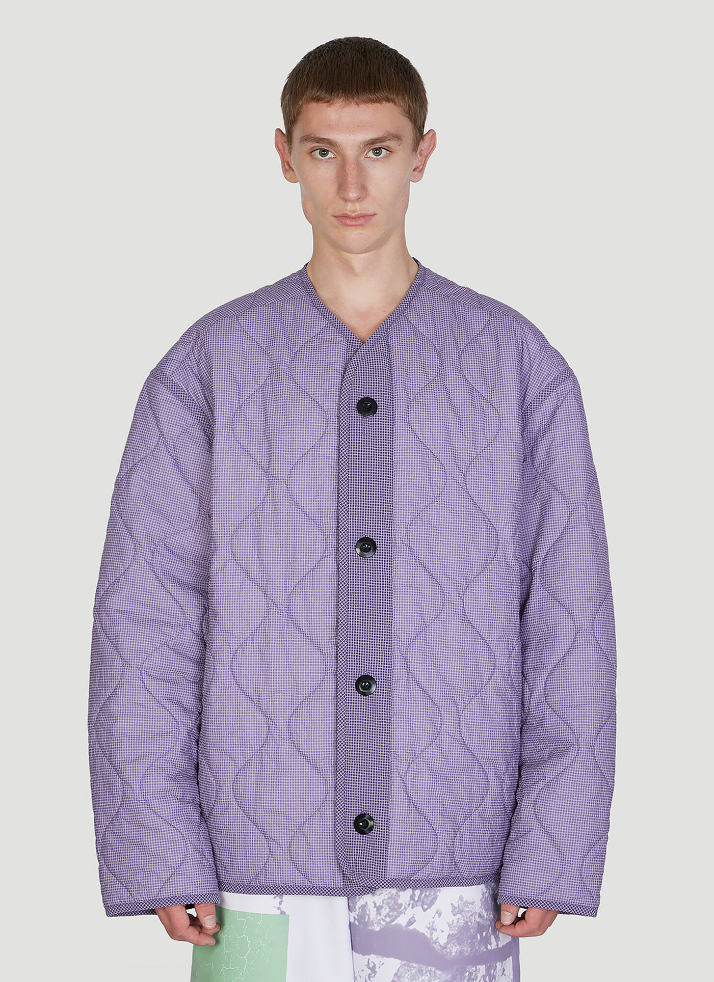 Shop Oamc Combat Liner Jacket In Purple