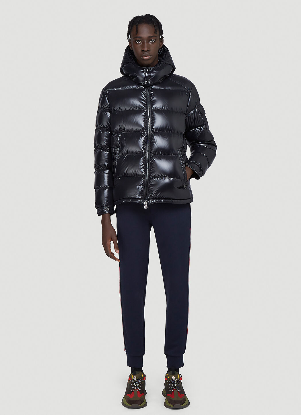 Moncler Men s Detachable Hood Padded Down Jacket in Black LN CC