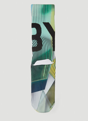 Y-3 Graphic Print Socks Green yyy0152049