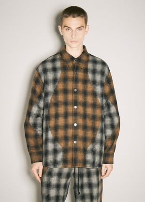 Song for the Mute Plaid Shirt Jacket Brown sfm0158015