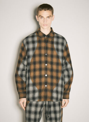 Song for the Mute Plaid Shirt Jacket Brown sfm0158015