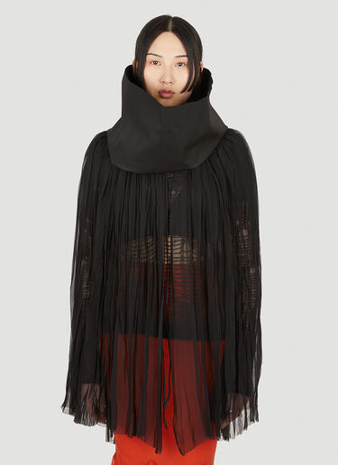 Rick Owens Oversized Collar Sheer Cape Black ric0248002