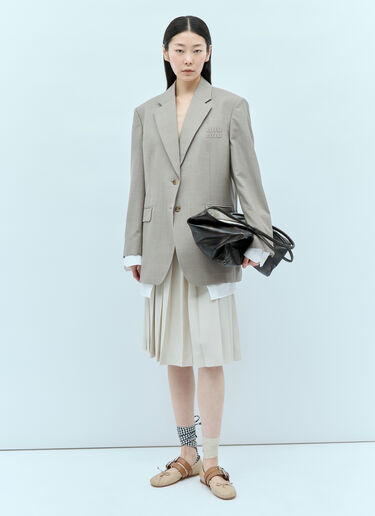 Pleated Batavia Skirt Miu Miu Pleated Batavia Skirt Beige miu0256007