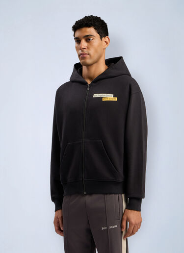 PaxLaTimes News Zip Hooded Sweatshirt Palm Angels PaxLaTimes News Zip Hooded Sweatshirt Black pma0162039