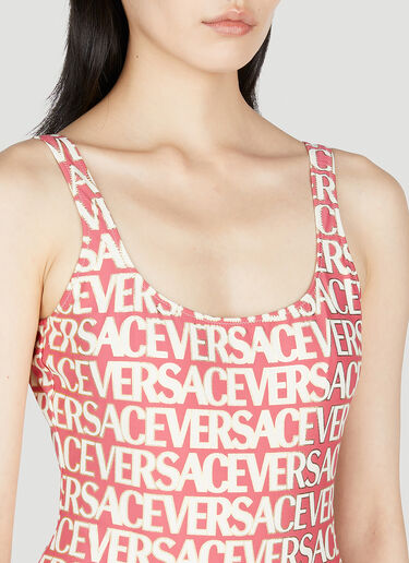 Versace Logo Print Swimsuit Pink vrs0253014