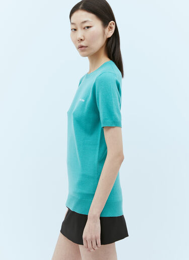 Miu Miu Cashmere Short-Sleeve Sweater Blue miu0254081