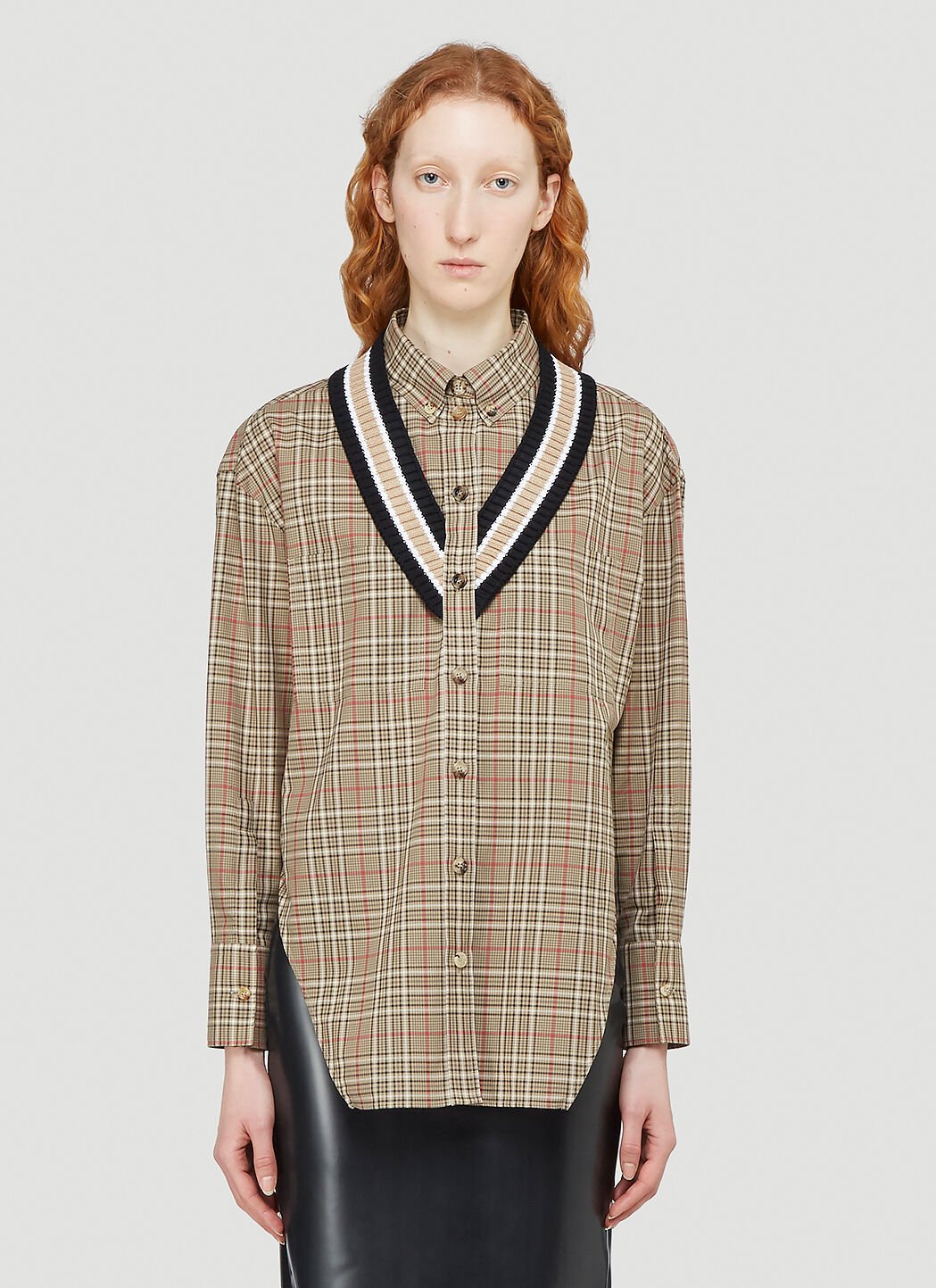 Burberry check sale trim tee