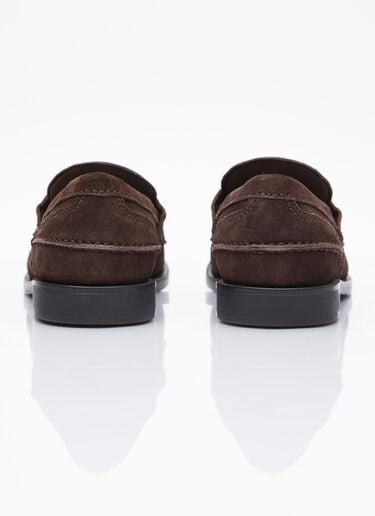 Coin Plaque Suede Loafers Miu Miu Coin Plaque Suede Loafers Brown miu0254029