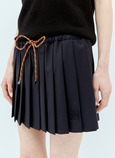 Miu Miu Pleated Batavia Skirt Blue miu0257011