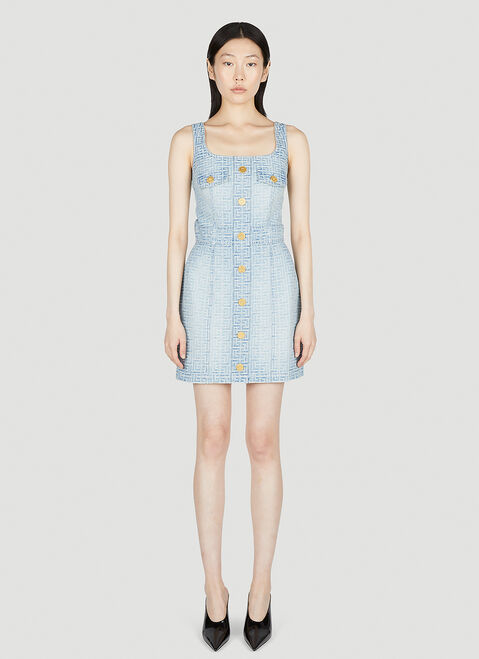 Balmain Monogram Denim Dress Purple bln0252033