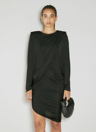 Saint Laurent Draped Fluid Dress Black sla0253020