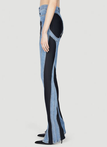 Mugler Structured Contrast Panel Jeans Blue mug0251060