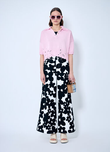 Marni Distressed Knit Polo Shirt Pink mni0259010
