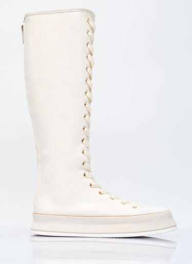 Max Mara Canvas Lace-Up Boots White max0255037