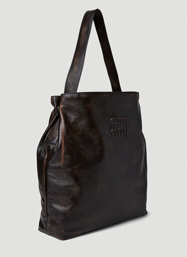 Miu Miu Embossed Logo Hobo Tote Bag Black miu0251018