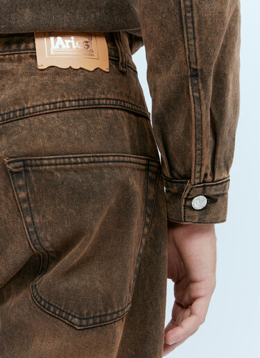 Aries Acid Wash Batten Denim Jean Brown ari0154014