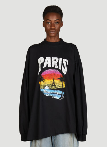 Balenciaga Paris Tropical Long Sleeve T-Shirt Black bal0255020