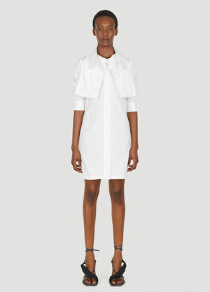 Lourdes Extended Collar Shirt Dress White lou0249007