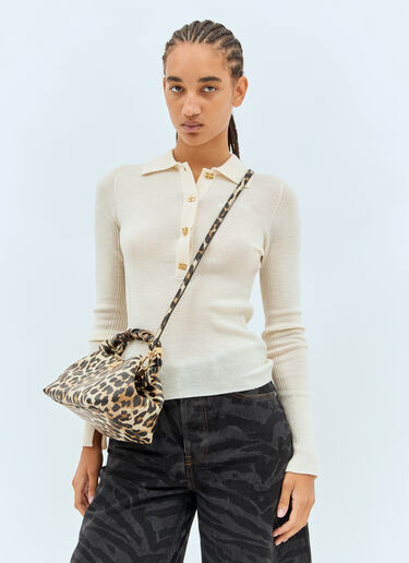 GANNI Small Bou Leopard Handbag Brown gan0258081