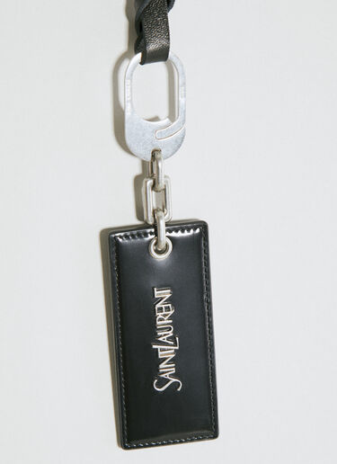Saint Laurent Logo Plaque Leather Keyring Black sla0154046