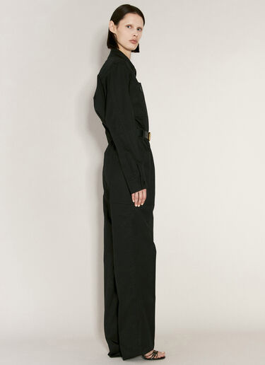 Saint Laurent Cotton Twill Jumpsuit Black sla0256004