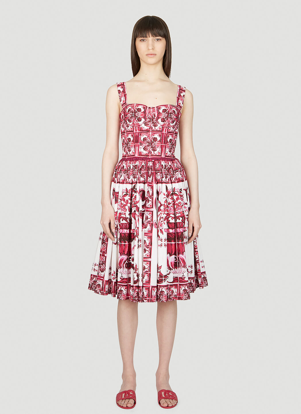 Saint Laurent Majolica Print Dress Beige sla0253077